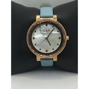 Nicole Miller NY50396003 Unisex Leather Analog Dial Quartz Genuine Watch OP345